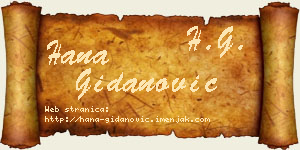 Hana Gidanović vizit kartica